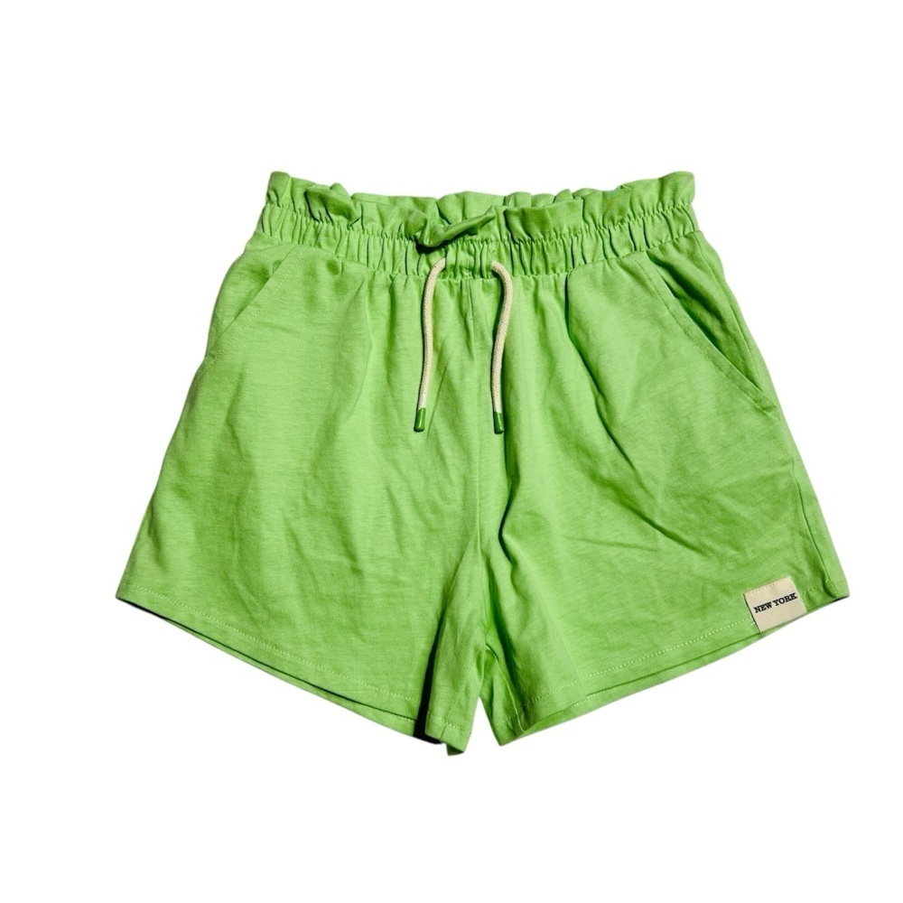 Zara Green Casual Shorts with Elastic Waistband
